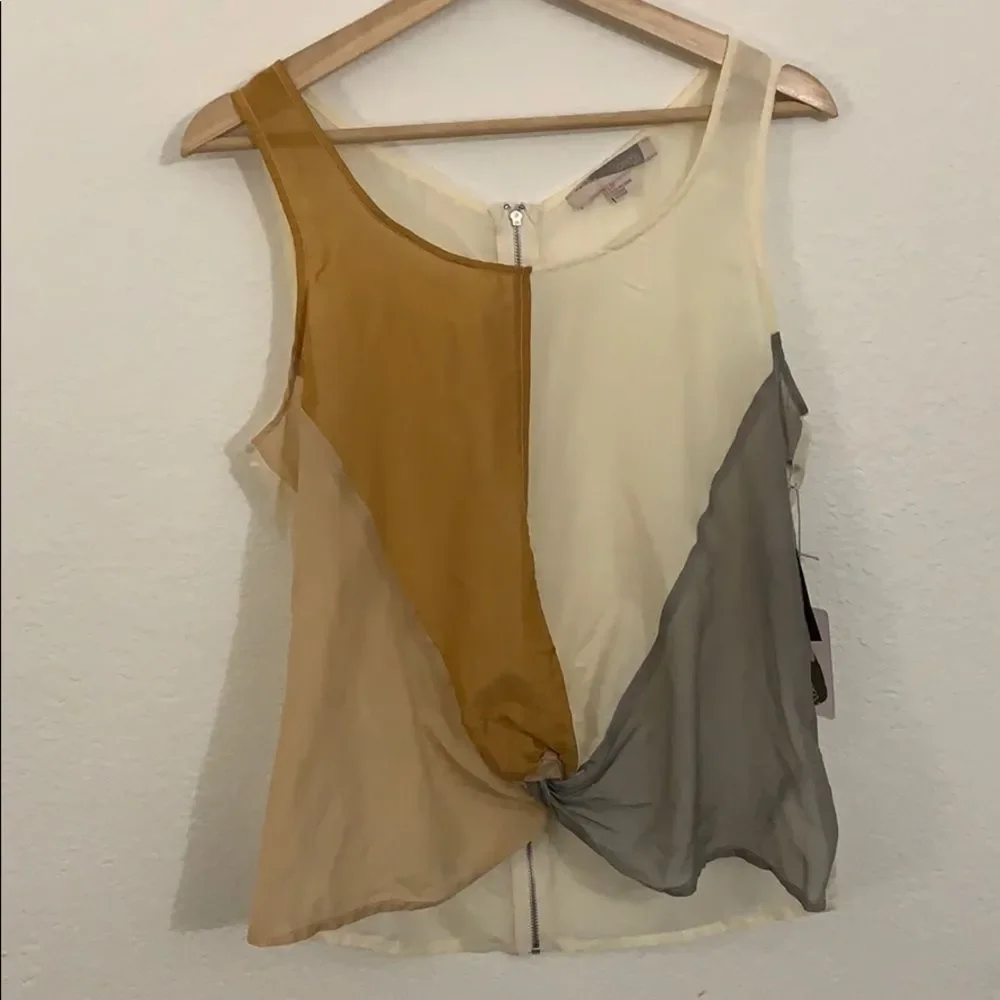 NWT Y2K Forever21 silk blend nude/bronze/cream top-S